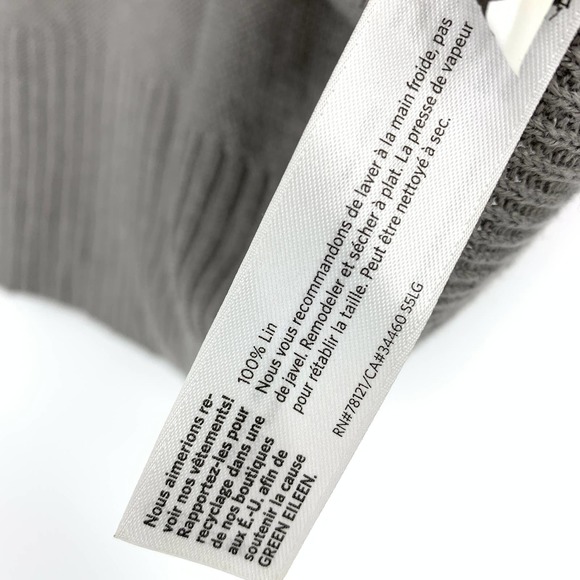 Eileen Fisher Women's Size XL Open Front 3/4 Sleeve Linen Cardigan Sweater Gray - Picture 6 of 6